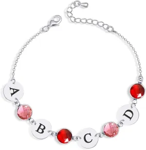 Custom 12 Months Birthstone Anklet for Women, Infinity Link Bracelet Anklet Charm Bangle Personalized Jewelry Gifts for Mom, Sisters