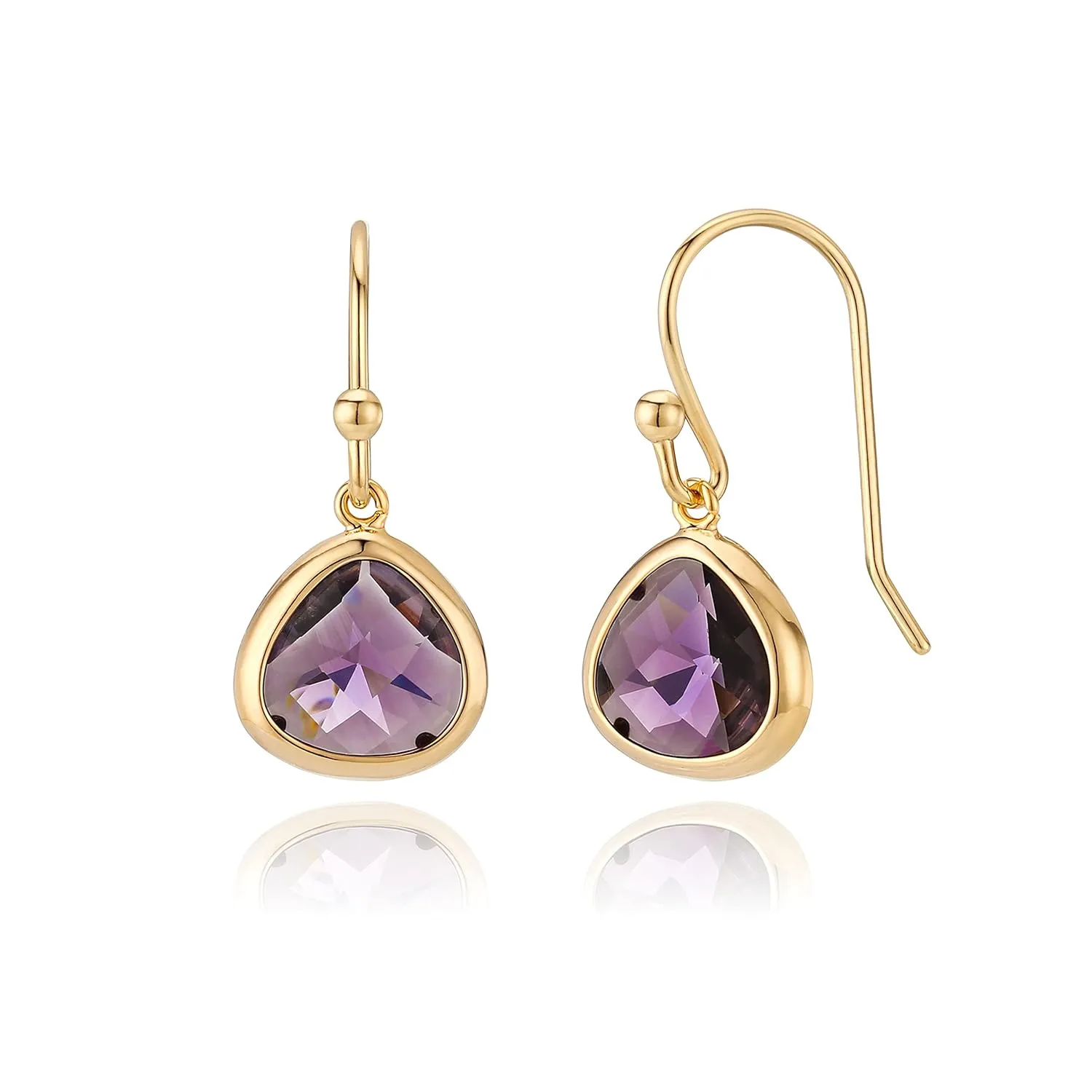 Dainty Simulated Purple Amethyst Dangle Earrings, 14k Gold-Plated, Hypoallergenic, Lightweight Crystal Drops, Minimalist February Birthstone Jewelry by MJLULU
