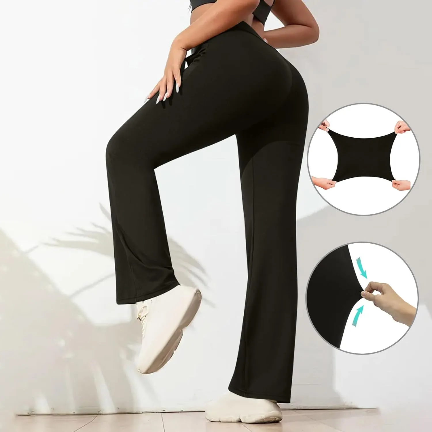 DDAPJ pyju Women's Yoga Dress Pants Bootcut Work Slacks Stretch Straight Leg Pants Trousers High Waisted Pants with Pockets