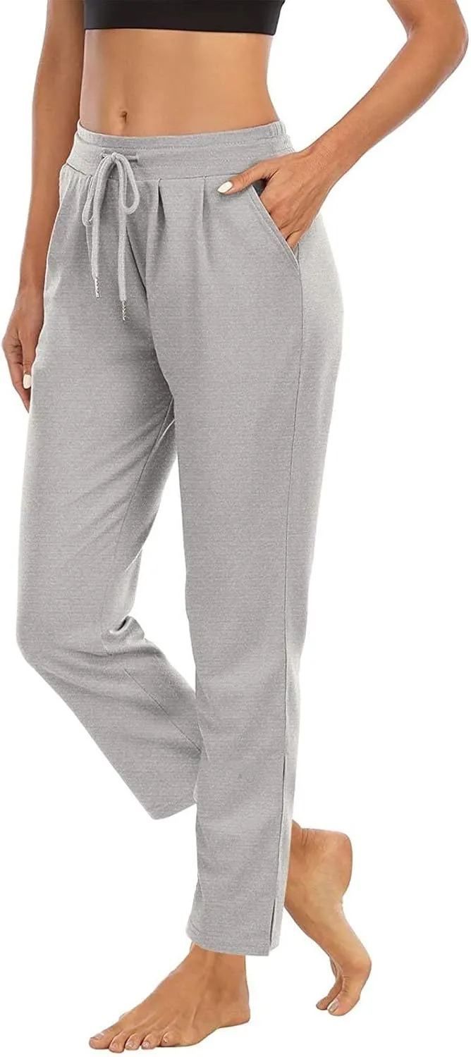 DDAPJ pyju Women's Yoga Pants Drawstring High Waist Workout Pants Straight Leg Casual Pants Gym Stretch Trousers with Pockets