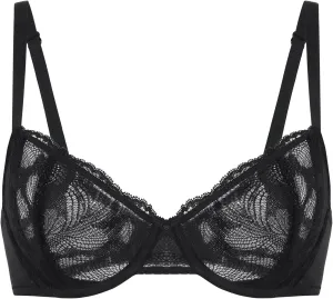 DELIMIRA Women's Balconette Bra Plus Size Lace Sexy Underwire Unlined Push Up See Through Bras