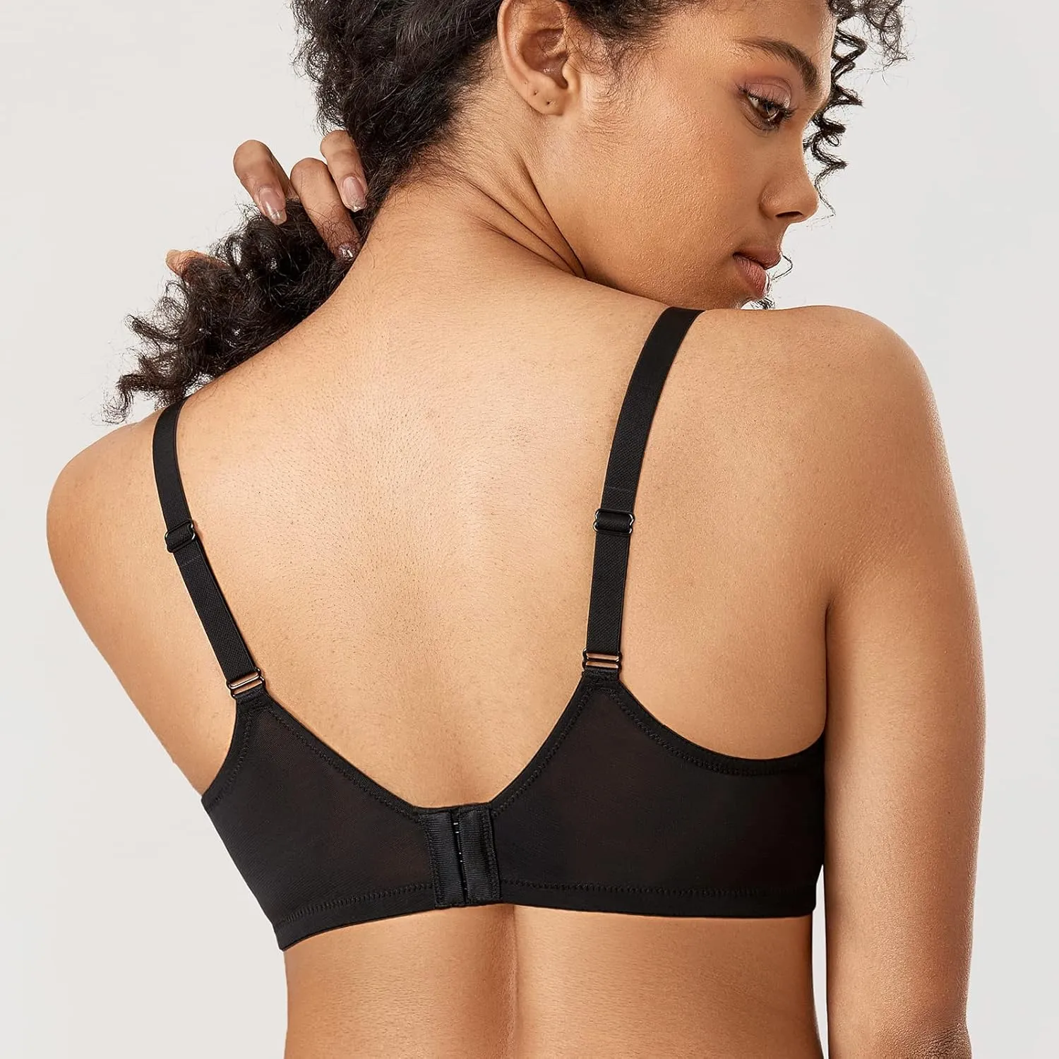 DELIMIRA Women's Balconette Bra Plus Size Lace Sexy Underwire Unlined Push Up See Through Bras