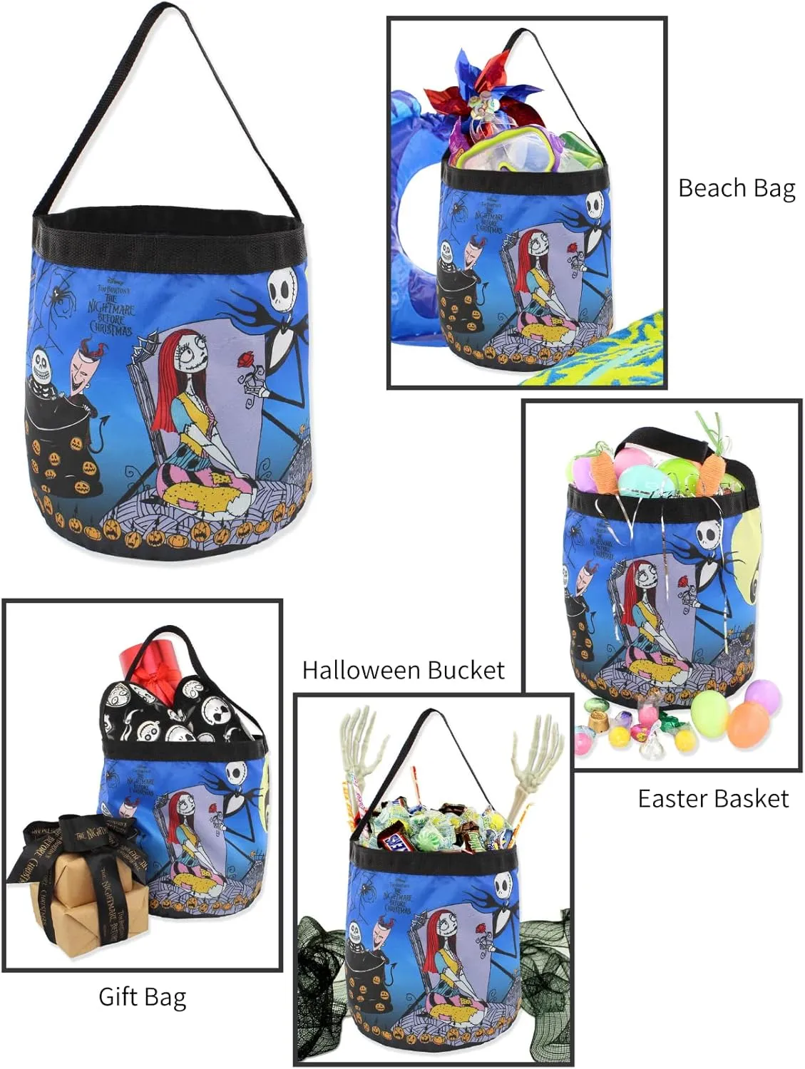 Disney The Nightmare Before Christmas Collapsible Basket Bucket Tote Bag