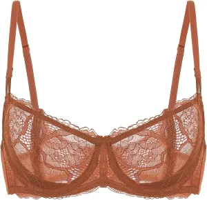 DOBREVA Women's Balconette Push Up Bra Sexy Lace Plus Size Unlined Sheer Underwire