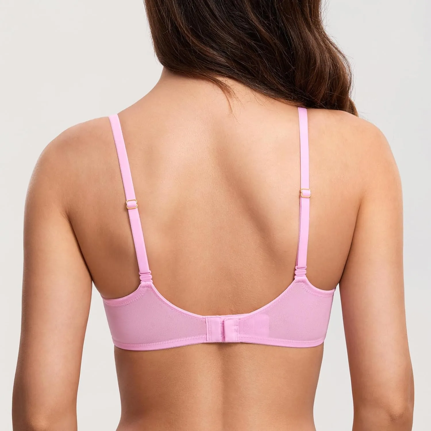 DOBREVA Women's Balconette Push Up Bra Sexy Lace Plus Size Unlined Sheer Underwire
