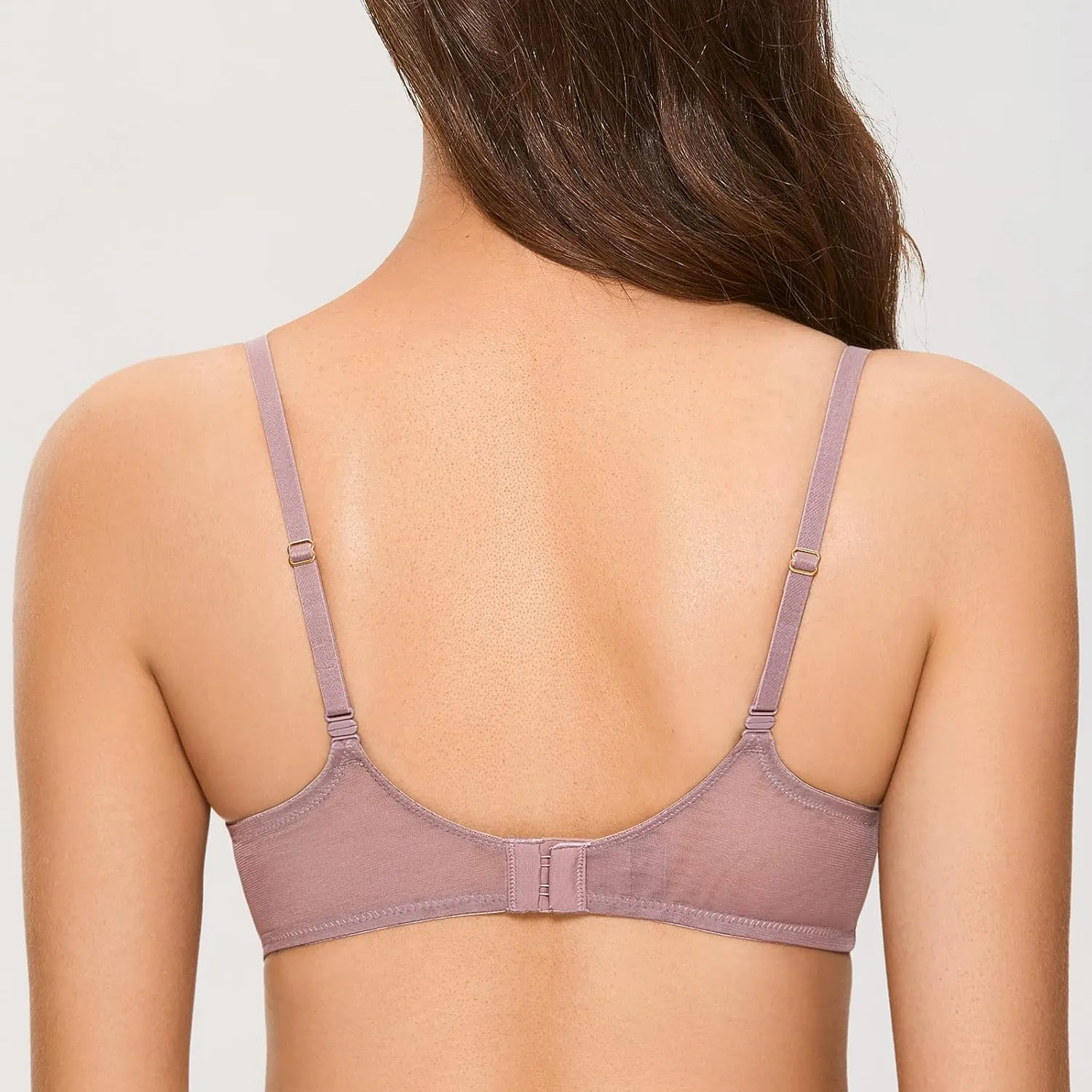 DOBREVA Women's Balconette Push Up Bra Sexy Lace Plus Size Unlined Sheer Underwire