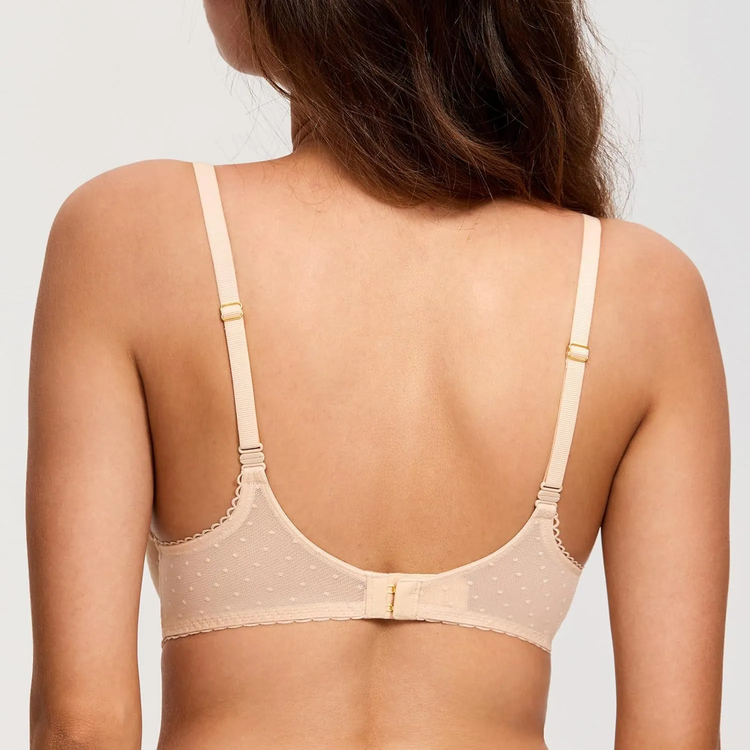 DOBREVA Women's Sexy Lace Bra Underwire Balconette Unlined Demi Sheer Plus Size