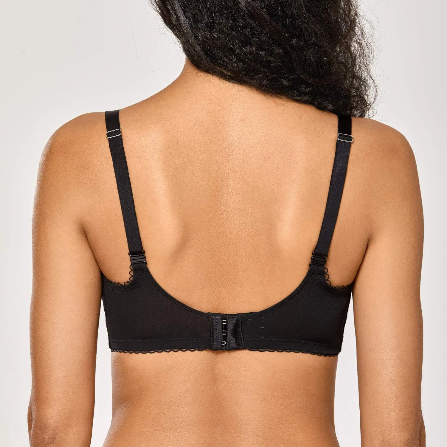 DOBREVA Women's Sexy Lace Push Up Plus Size Bra Sheer Balconette Underwire Unlined
