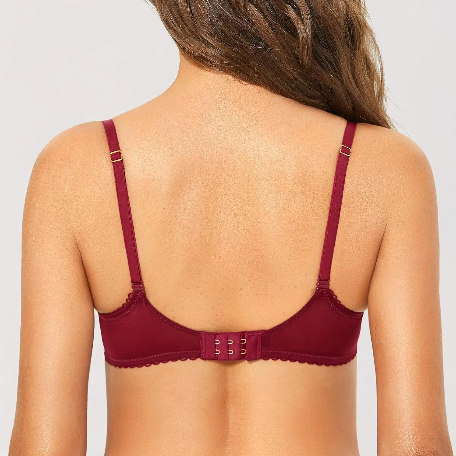 DOBREVA Women's Sexy Lace Push Up Plus Size Bra Sheer Balconette Underwire Unlined