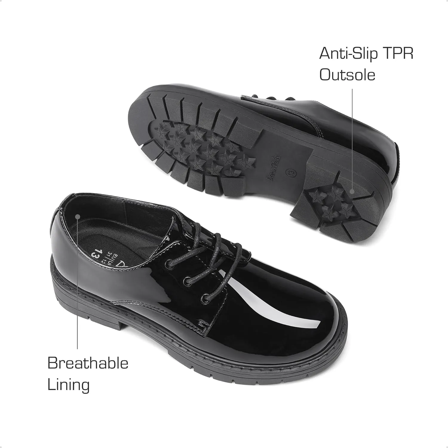 DREAM PAIRS Boys Girls Dress Shoes Kids Uniform Formal Classic Oxfords Lace-up for Toddler Little Big Kid
