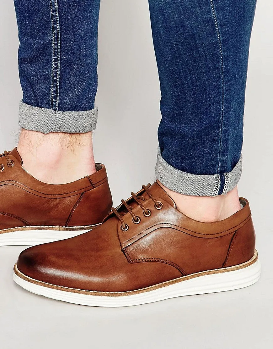 Dune Derby Shoes In Tan Leather