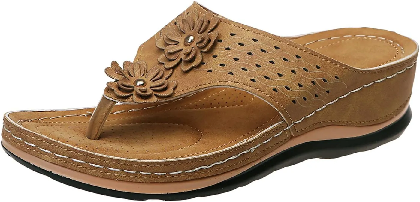 Eduavar Wedge Sandals for Women, Sandals Women Dressy Summer Breathable Flip Flops Summer Beach Sandals Slippers