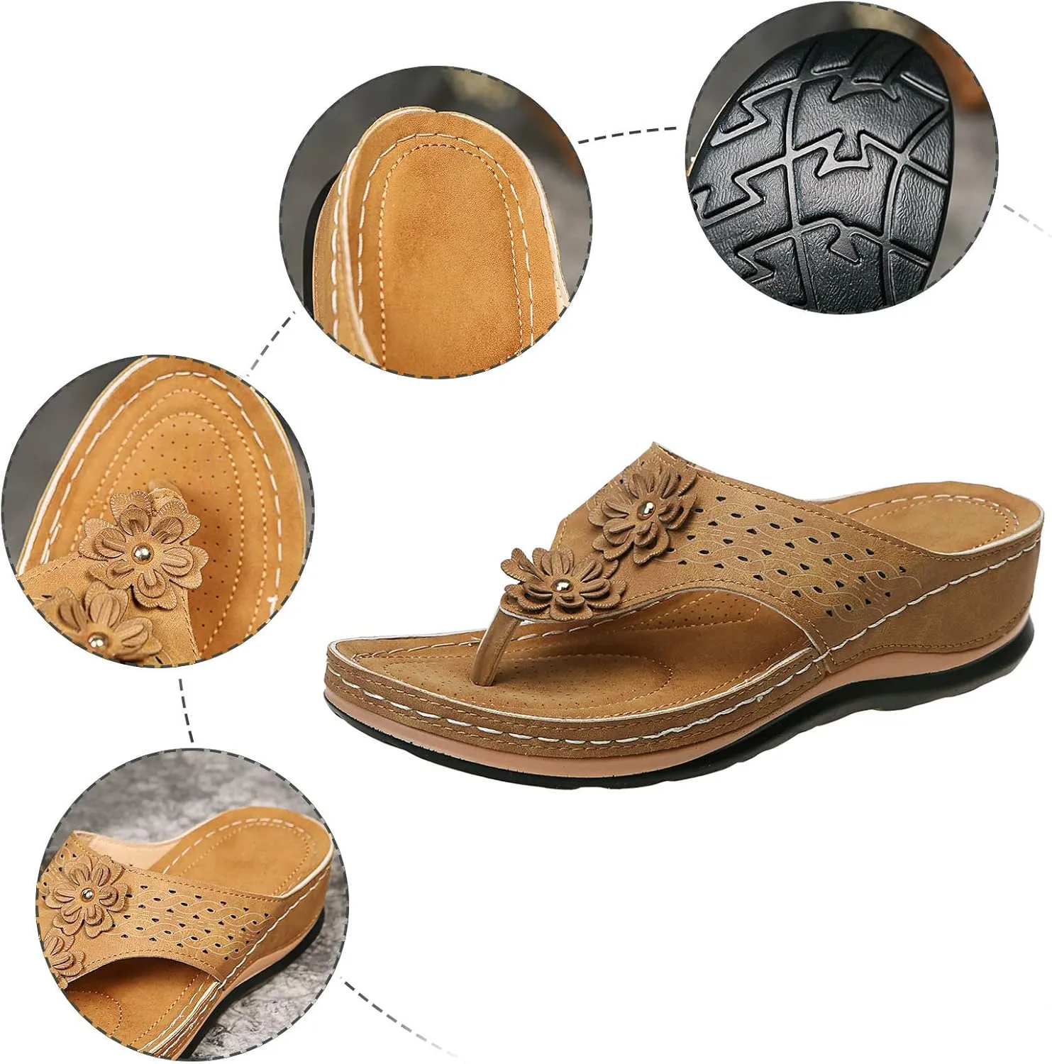 Eduavar Wedge Sandals for Women, Sandals Women Dressy Summer Breathable Flip Flops Summer Beach Sandals Slippers