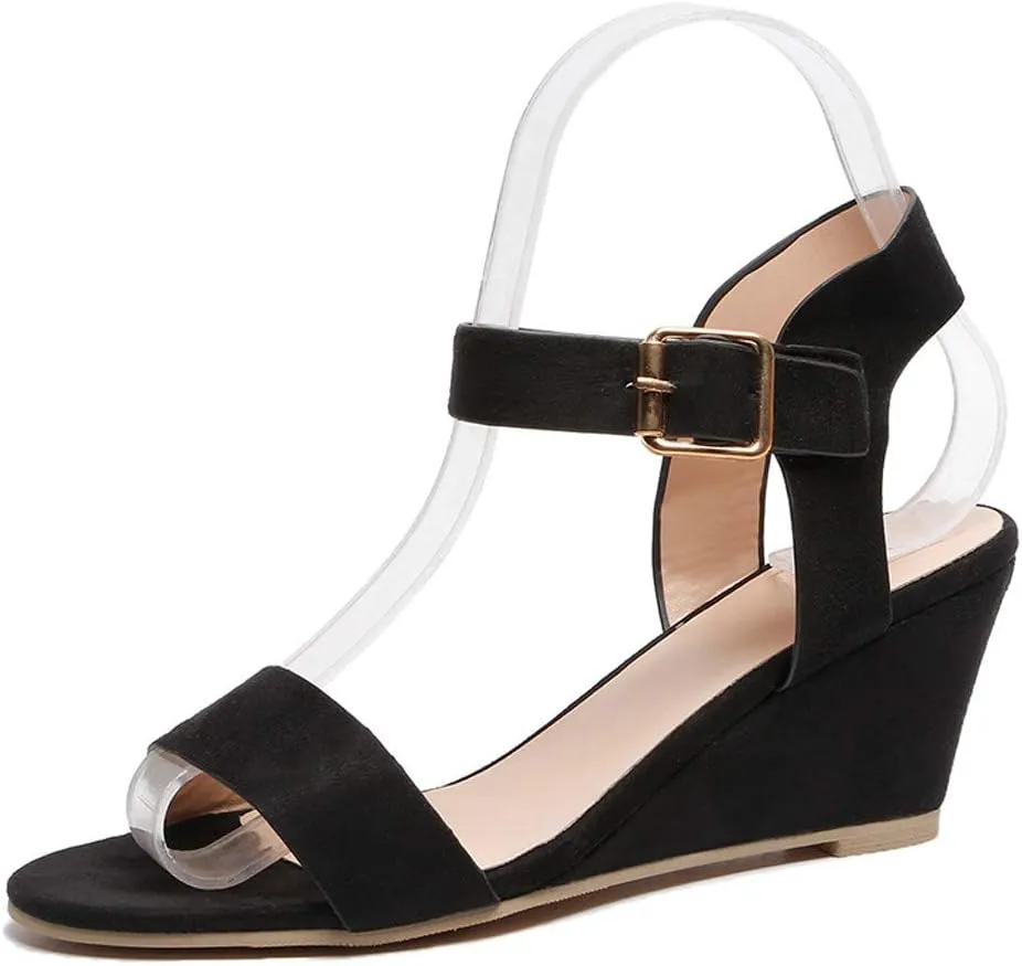 Eduavar Womens Wedge Sandals, Womens Sandals Casual Summer Open Toe Ankle Strap Wedge Sandals Summer Dress Shoes