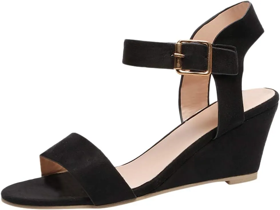 Eduavar Womens Wedge Sandals, Womens Sandals Casual Summer Open Toe Ankle Strap Wedge Sandals Summer Dress Shoes
