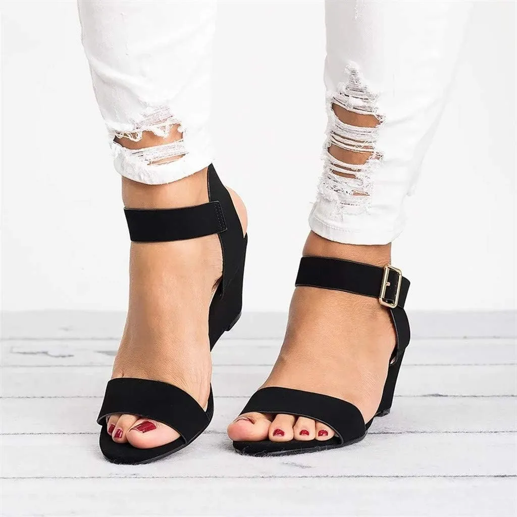Eduavar Womens Wedge Sandals, Womens Sandals Casual Summer Open Toe Ankle Strap Wedge Sandals Summer Dress Shoes