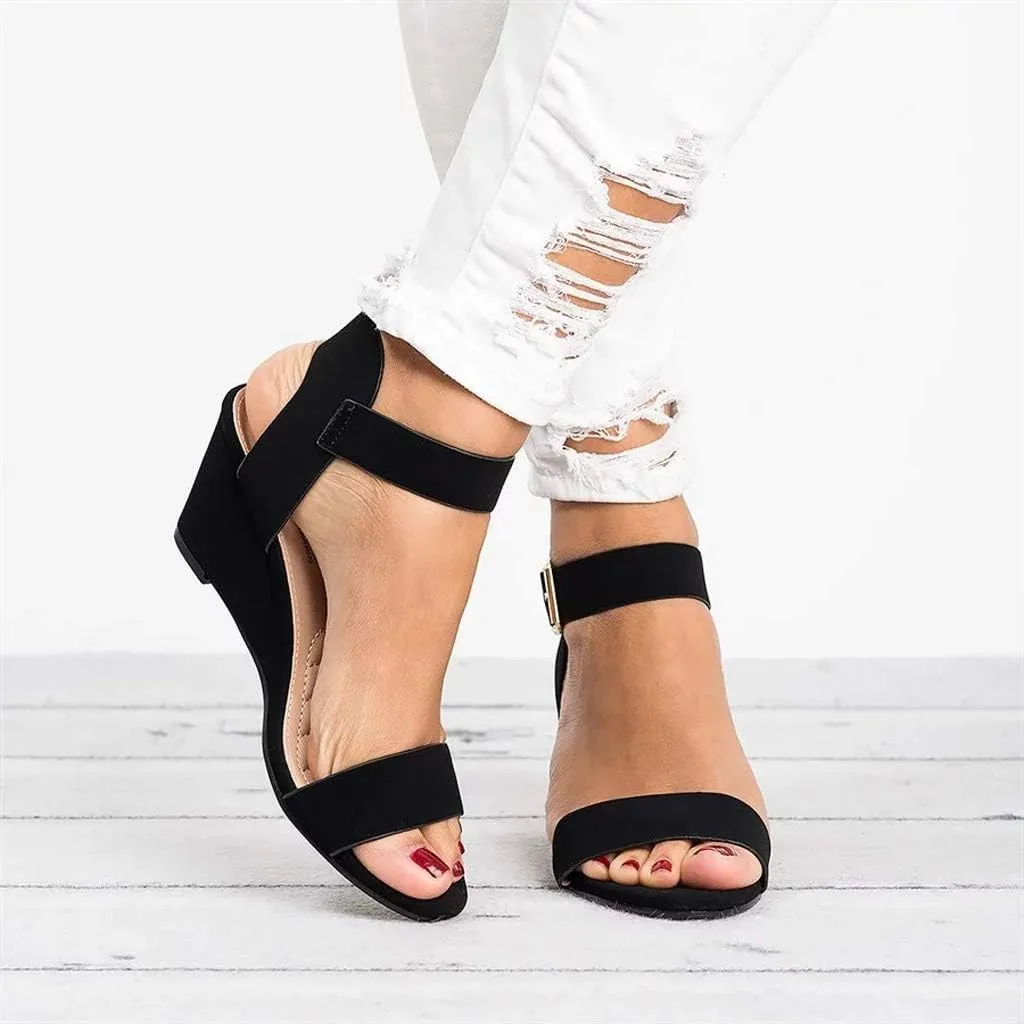 Eduavar Womens Wedge Sandals, Womens Sandals Casual Summer Open Toe Ankle Strap Wedge Sandals Summer Dress Shoes