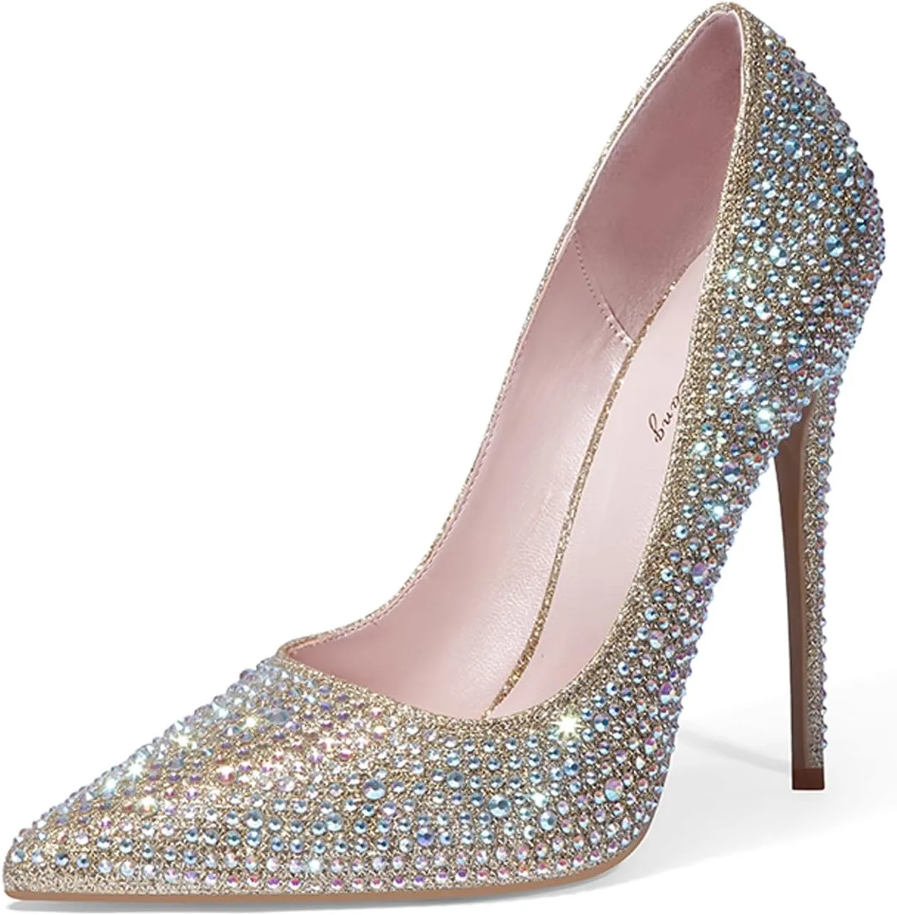 Elisabet Tang Women Pumps, Pointed Toe High Heel Glitter Rhinestone Heels Sparkly Prom Shoes Stiletto Wedding Heels for Bride Shoes for Women