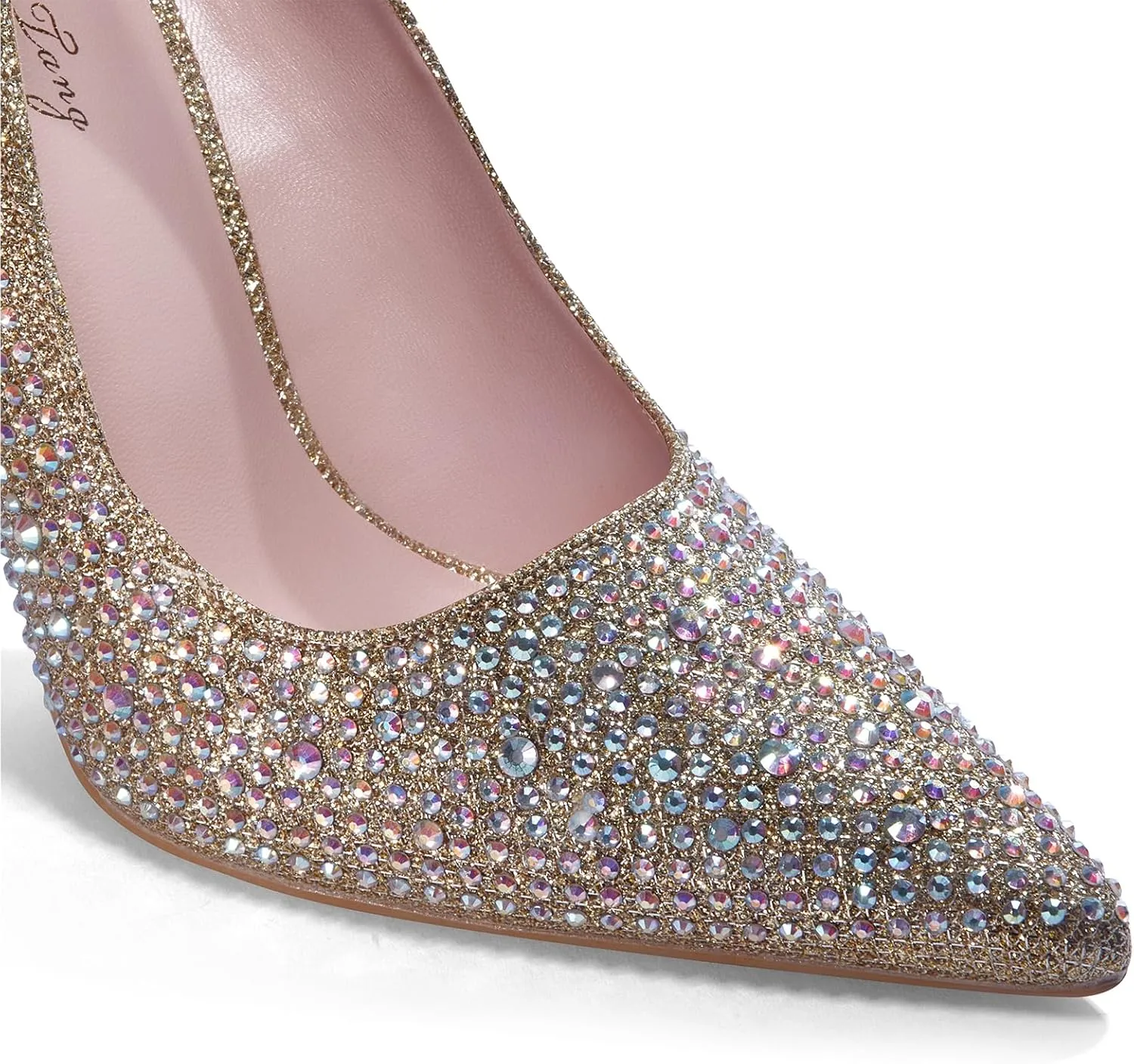 Elisabet Tang Women Pumps, Pointed Toe High Heel Glitter Rhinestone Heels Sparkly Prom Shoes Stiletto Wedding Heels for Bride Shoes for Women
