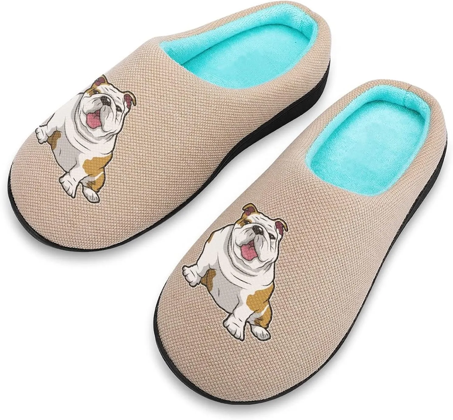 English Bulldog Cute Women's Knitted Cotton Slippers Soft Comfort Warm House Casual Shoes