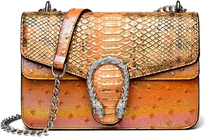 Eslcorri Satchel Purse and Crossbody Bags for Women, Leather Chain Vintage Evening Clutch Shoulder Handbags