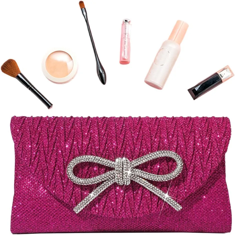 Evening Bag for Women Rhinestone Formal Handbag Satin Sparkly Satchel Purse Wedding Party Prom Purse