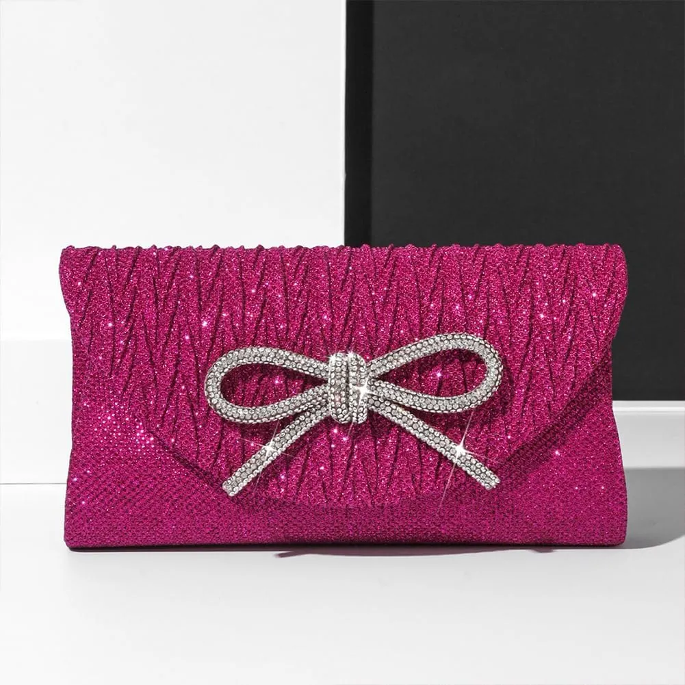 Evening Bag for Women Rhinestone Formal Handbag Satin Sparkly Satchel Purse Wedding Party Prom Purse