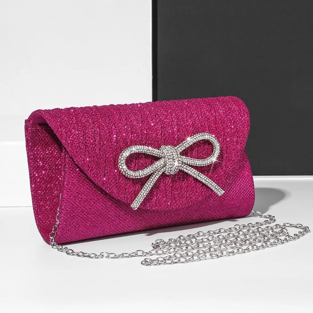 Evening Bag for Women Rhinestone Formal Handbag Satin Sparkly Satchel Purse Wedding Party Prom Purse