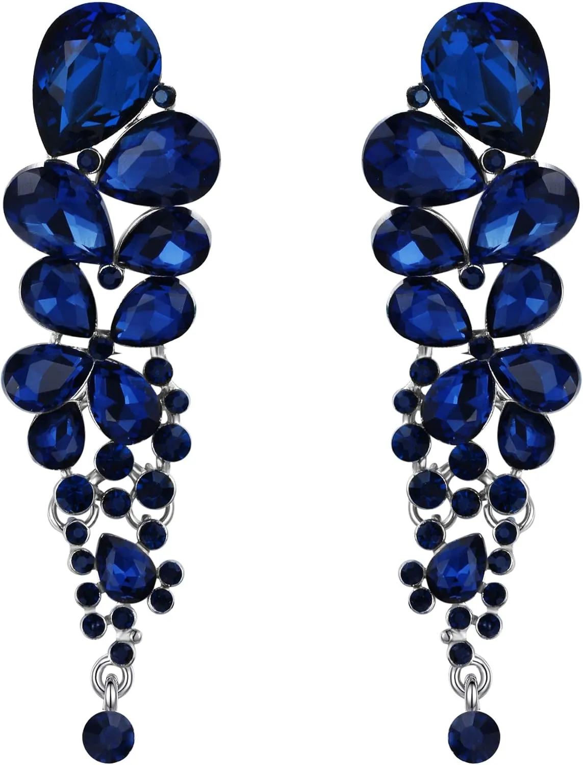 EVER FAITH Women's Austrian Crystal Gorgeous Tear Drops Wedding Dangle Clip-on Earrings