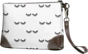 Eyelash Pattern Women Leather Clutch Bag Wristlet Handbags Purses Evening Bag Clutch Purse