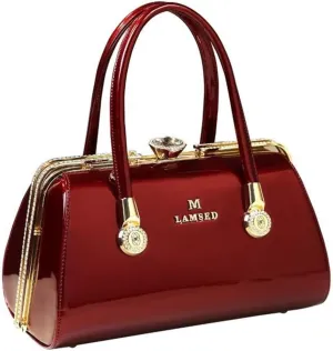 Fashion Leather Women's Top Handle Satchel Crossbody Handbags Diamonds Evening Bag Purses Hard Shoulder Bags