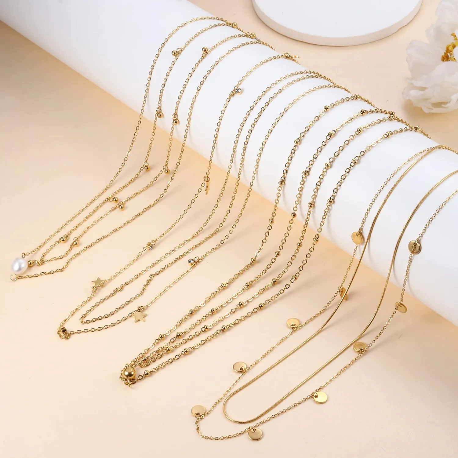 FIBO STEEL 18K Gold Plated Waist Chains Body Chains for Women Stainless Steel Bikini Belly Chains Layered Summer Beach Body Jewelry Adjustable
