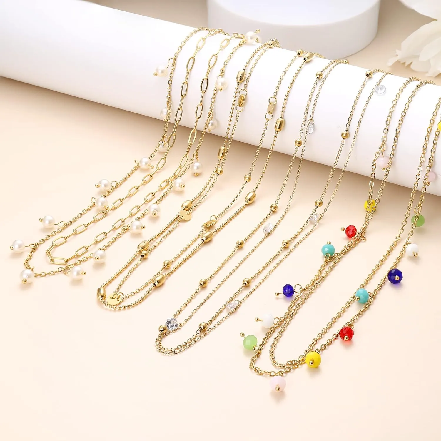 FIBO STEEL 18K Gold Plated Waist Chains Body Chains for Women Stainless Steel Bikini Belly Chains Layered Summer Beach Body Jewelry Adjustable