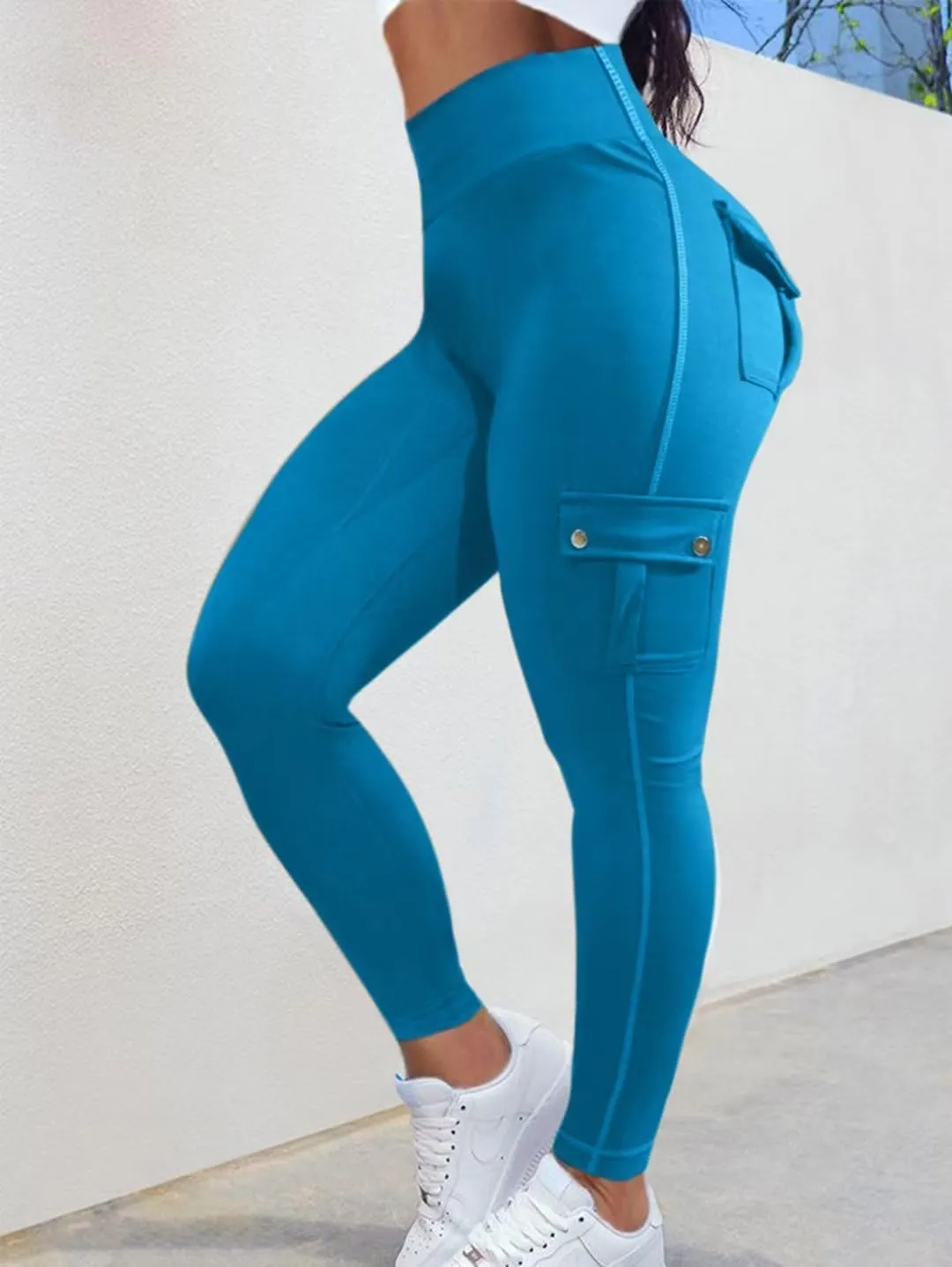 Flamingals Butt Lifting Leggings for Women High Waisted Workout Jeggings Cargo Leggings with Flap Pockets