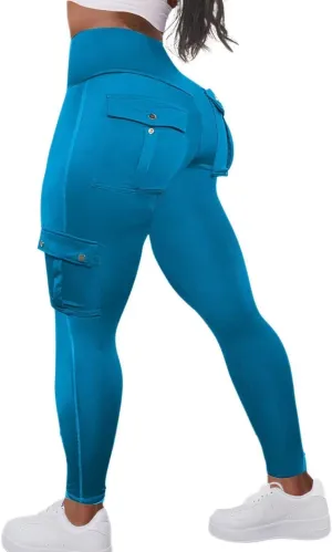 Flamingals Butt Lifting Leggings for Women High Waisted Workout Jeggings Cargo Leggings with Flap Pockets