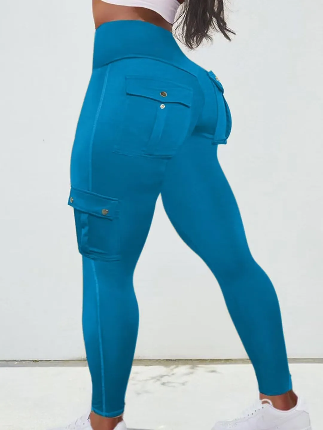 Flamingals Butt Lifting Leggings for Women High Waisted Workout Jeggings Cargo Leggings with Flap Pockets
