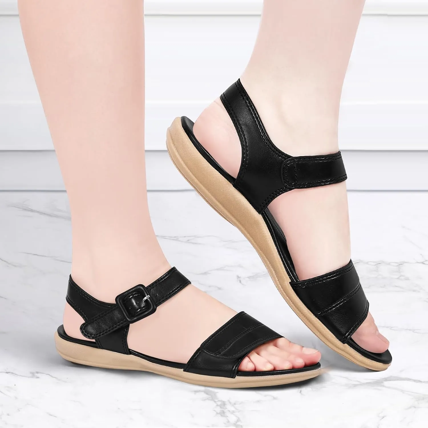 Flat Sandals for Women Dressy - Comfortable Walking Summer Womens Sandal