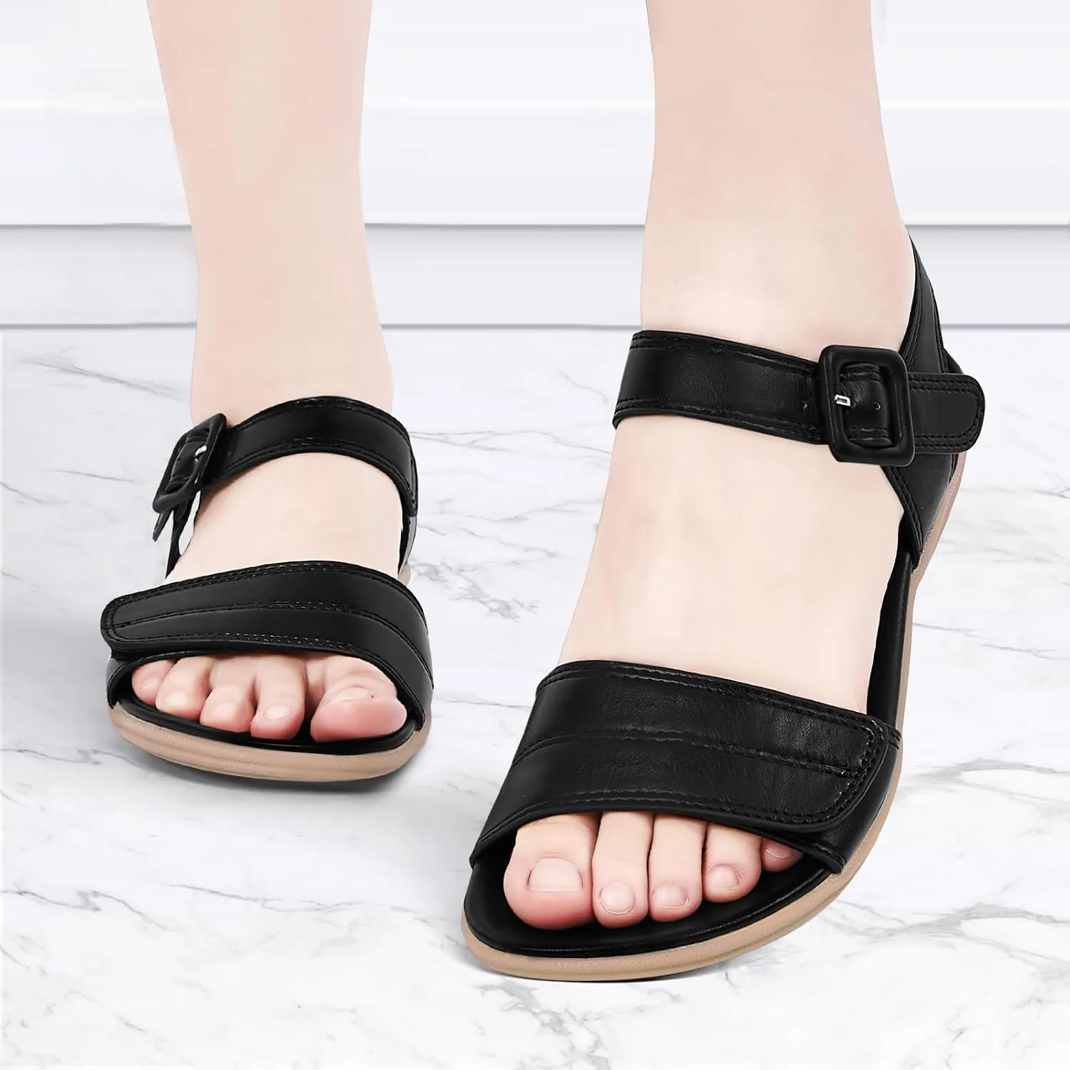 Flat Sandals for Women Dressy - Comfortable Walking Summer Womens Sandal