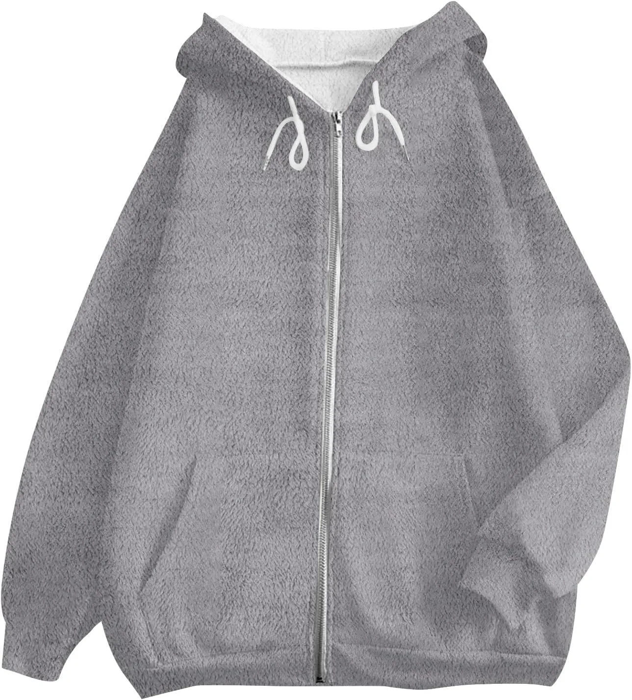 Fleece Jacket Women Full Zip Up Flannel Hoodie Soft Warm Fuzzy Hooded Sweatshirt Casual Comfy Fluffy Sweaters