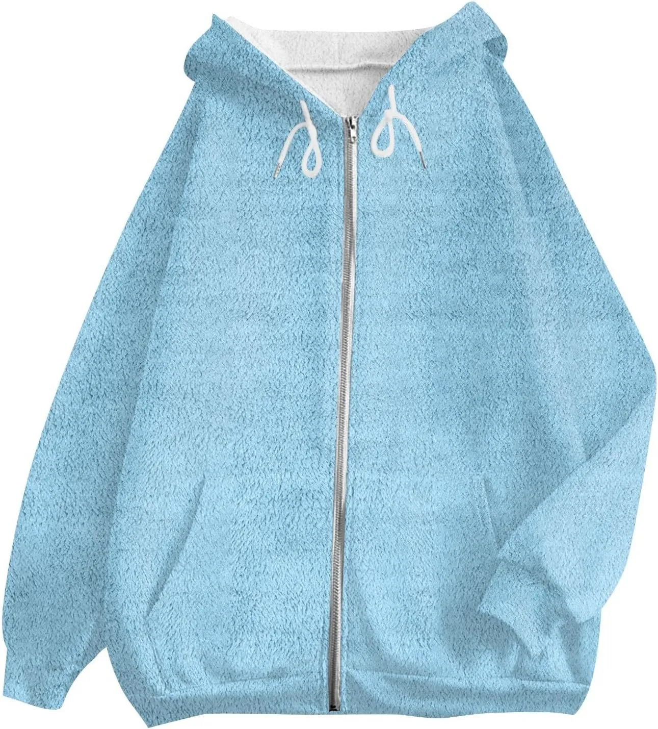 Fleece Jacket Women Full Zip Up Flannel Hoodie Soft Warm Fuzzy Hooded Sweatshirt Casual Comfy Fluffy Sweaters
