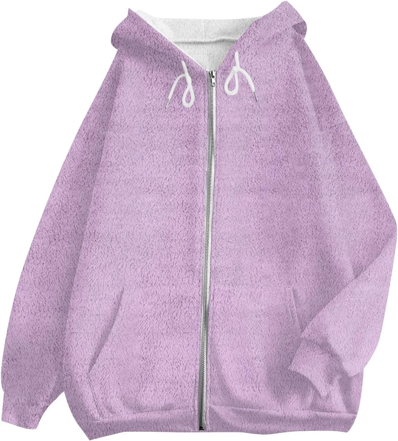 Fleece Jacket Women Full Zip Up Flannel Hoodie Soft Warm Fuzzy Hooded Sweatshirt Casual Comfy Fluffy Sweaters