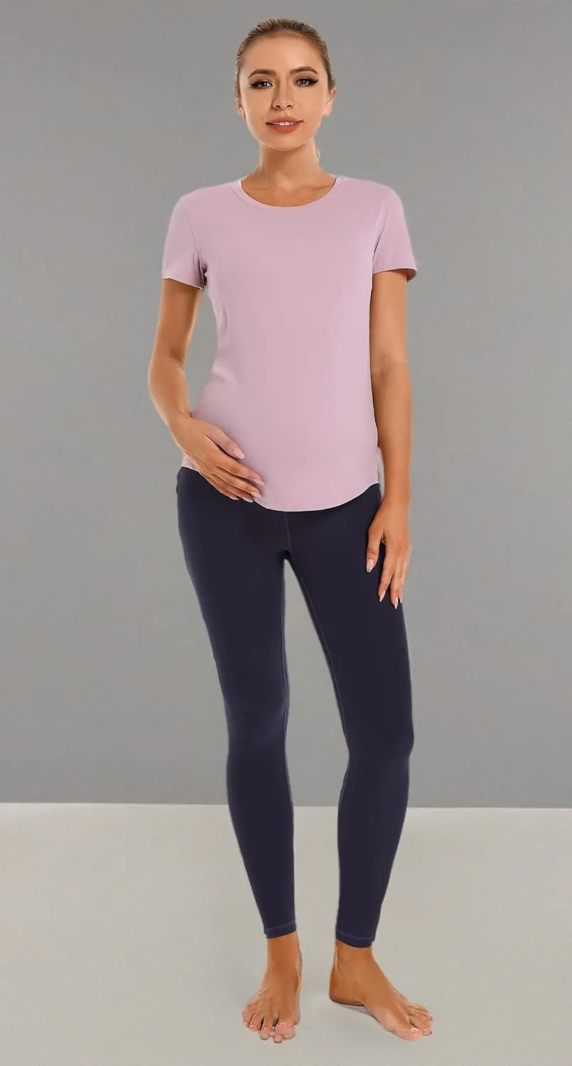 Foucome Women's Maternity Leggings Over The Belly Pregnancy Yoga Pants Workout Athletic Leggings