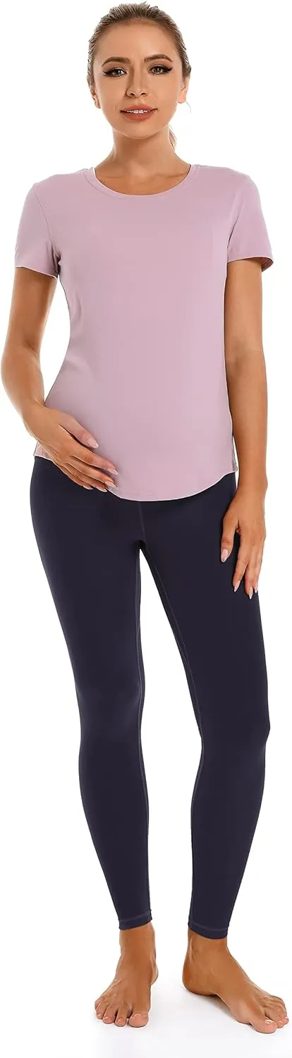 Foucome Women's Maternity Leggings Over The Belly Pregnancy Yoga Pants Workout Athletic Leggings