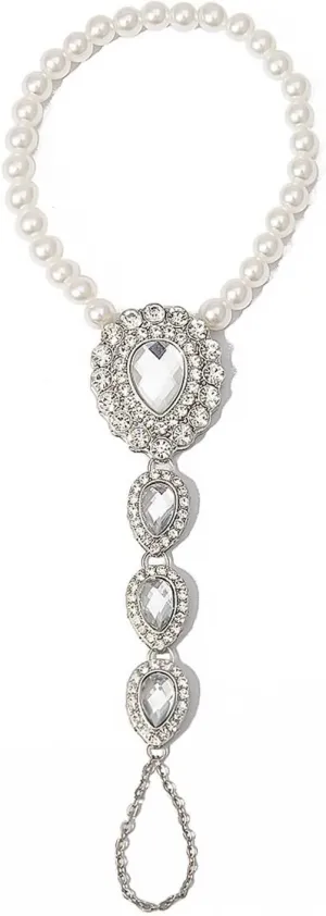 Friendship Anklets for Women with Pearls Water Drop Zirconia Anklets Silver Anklets for Womens Girls, 22CM