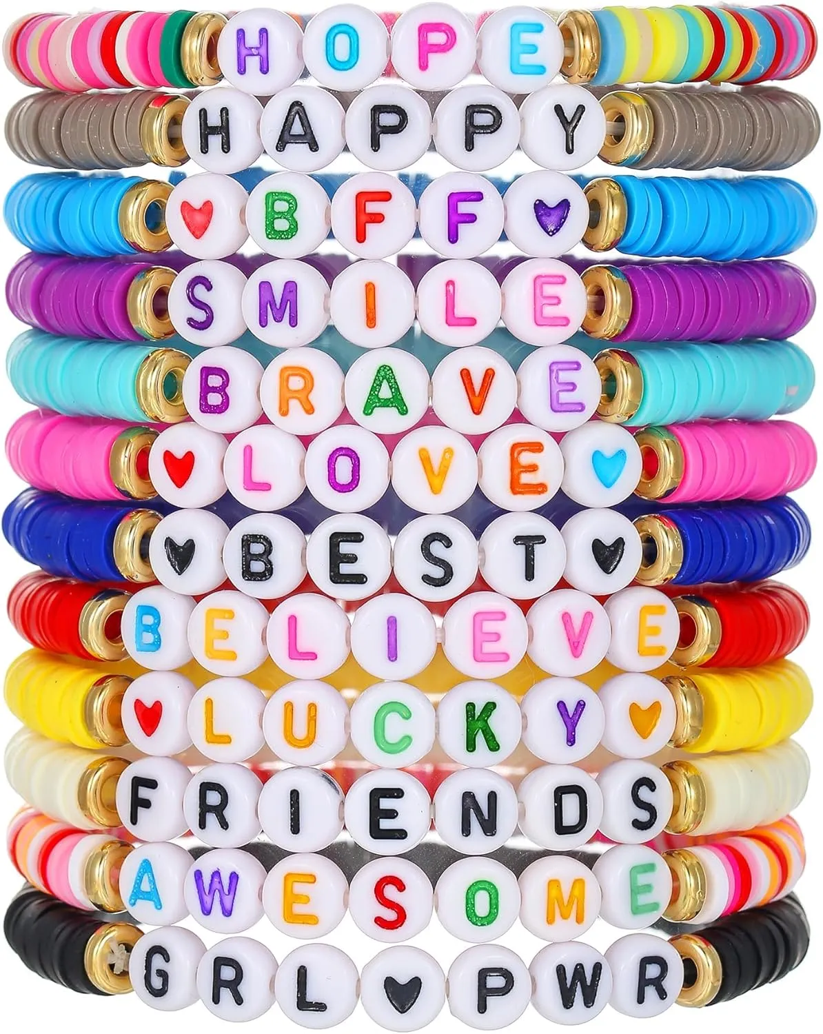 Friendship Bracelets Heishi Surfer Clay Bead Bracelets Stack Beaded Stretch Bff Bracelet for Women Boho Stackable Bracelets Preppy Beach Jewelry Party Favors
