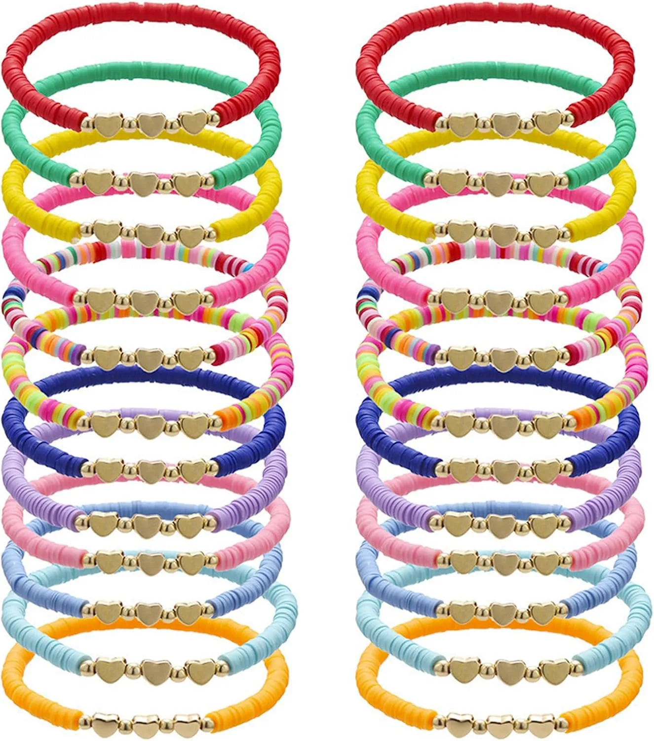 Friendship Bracelets Heishi Surfer Clay Bead Bracelets Stack Beaded Stretch Bff Bracelet for Women Boho Stackable Bracelets Preppy Beach Jewelry Party Favors