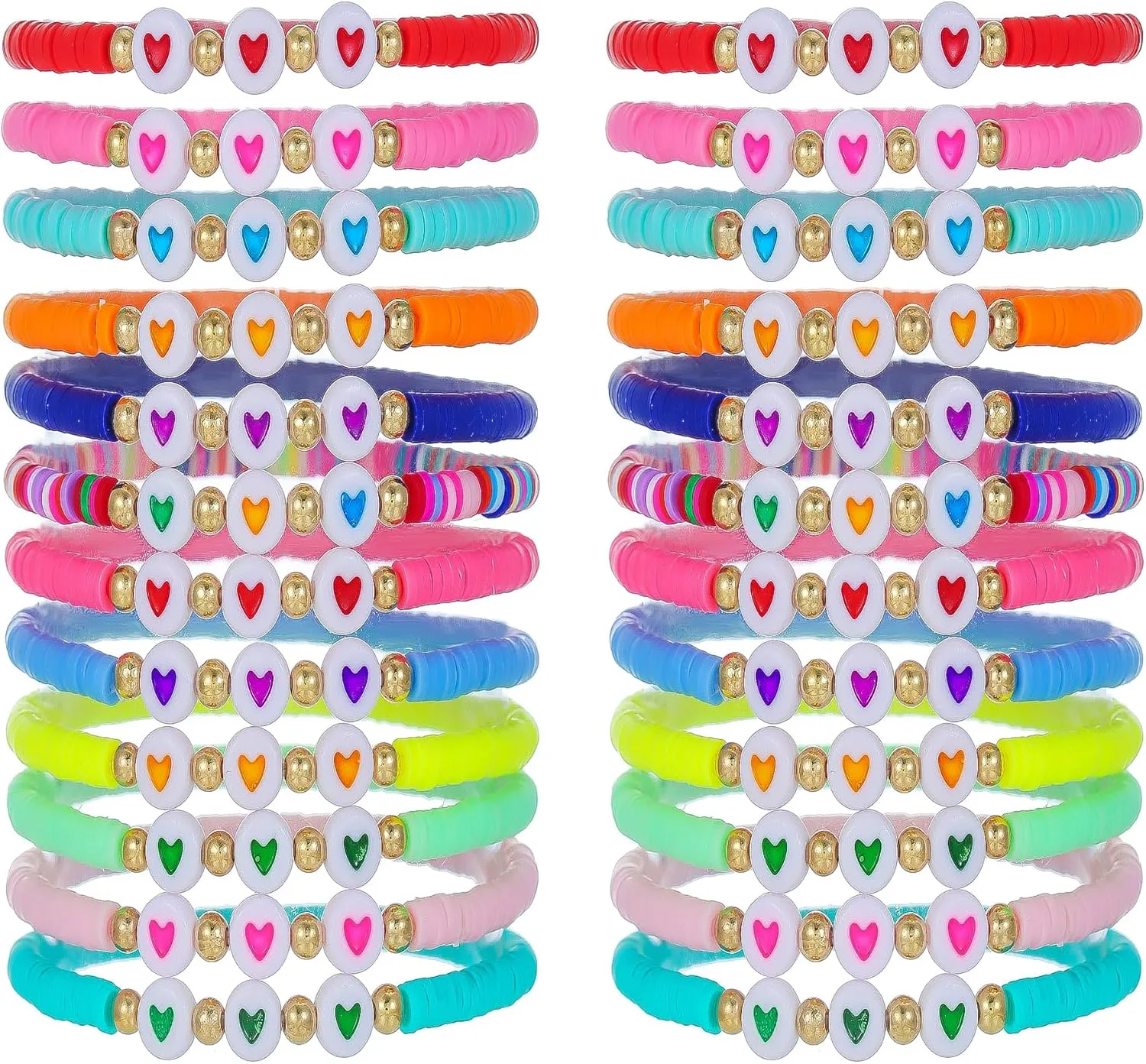 Friendship Bracelets Heishi Surfer Clay Bead Bracelets Stack Beaded Stretch Bff Bracelet for Women Boho Stackable Bracelets Preppy Beach Jewelry Party Favors
