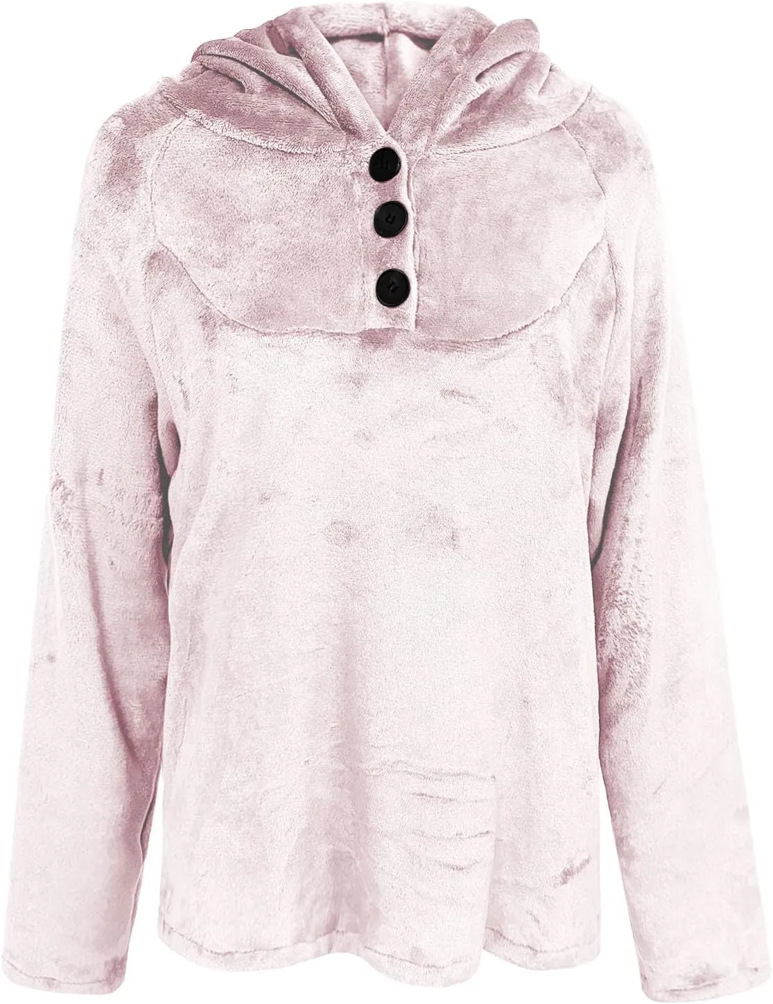 Fuzzy Fleece Hoodie for Women Oversized Sherpa Pullover Sweatshirt Thermal Sweater Winter Outerwear Fluffy Teddy Coat