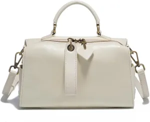 Genuine Leather Boston Bags for Women, Crossbody Bags Vintage Top Handle Satchels for Ladies with Two adjustable Straps