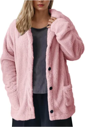 Girls Fleece Jacket Winter Faux Fuzzy Jacket Oversized Fleece Hooded Long Sleeve Sherpa Coat Teddy Coat with Pockets